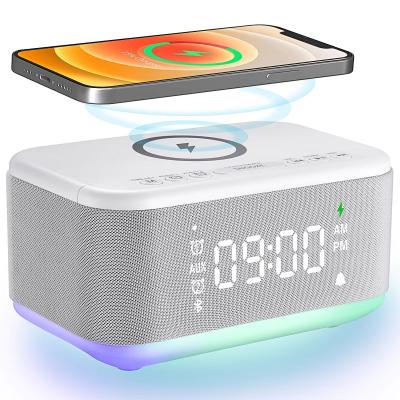 15W Wireless Charger Digital Alarm Clock Speaker Bluetooth