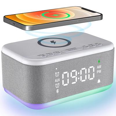 15W Wireless Charger Digital Alarm Clock Speaker Bluetooth