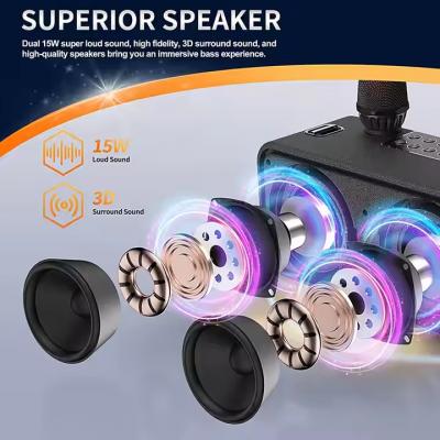 Portable BT Outdoor Karaoke Speaker With 2 Wireless Microphone
