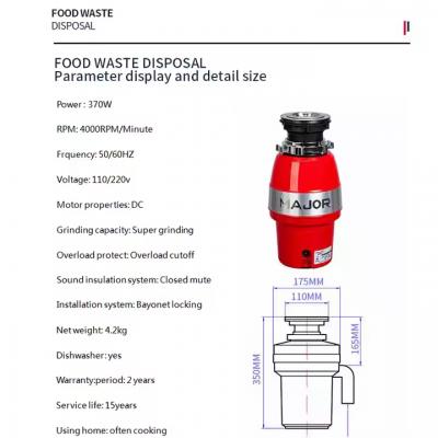 Household sink durable kitchen waste processor